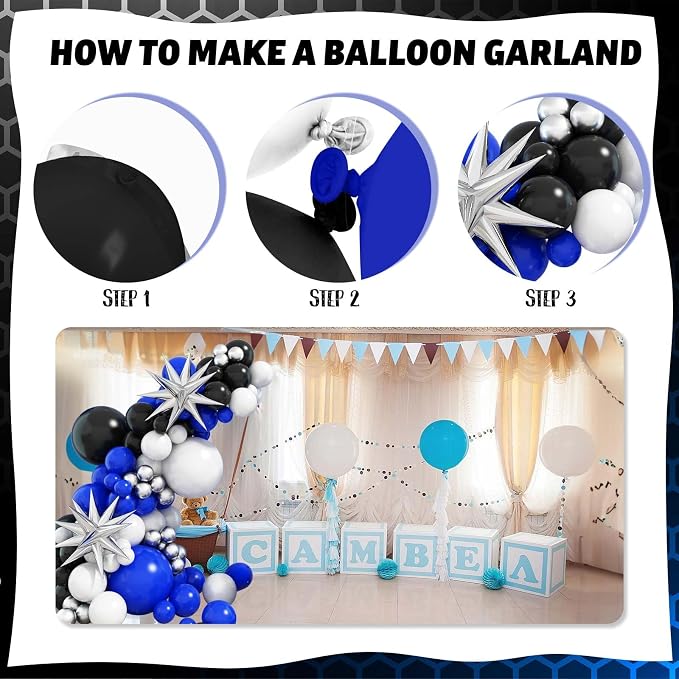 Blue Black and White Balloon Arch Kit - Image 6