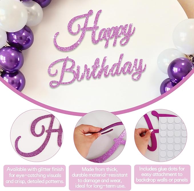 TONIFUL Happy Birthday Sign for Backdrop - Image 3