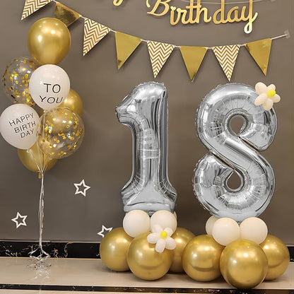 40 Inch Silver Number Balloons, Helium Mylar Foil Number Balloons - Image 5