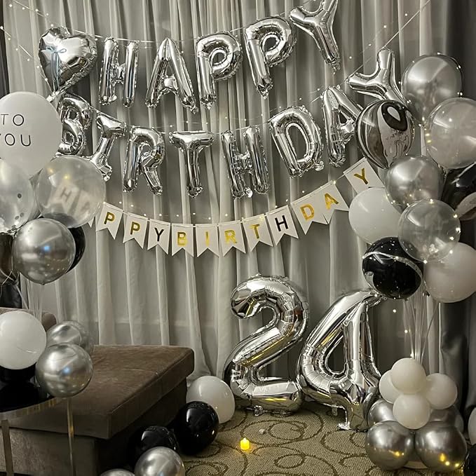 40 inch Silver Number Balloon Giant Foil Helium Balloons Silver Number 0 Balloon - Image 5