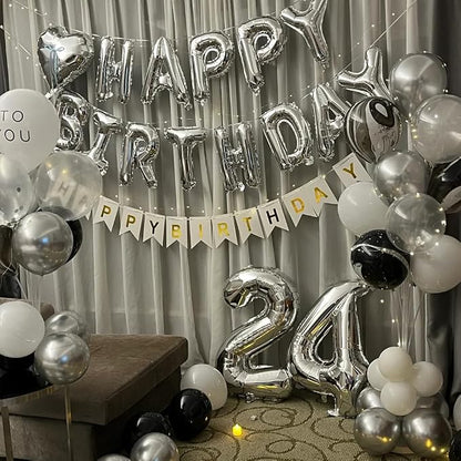 40 inch Silver Number Balloon Giant Foil Helium Balloons Silver Number 0 Balloon - Image 5