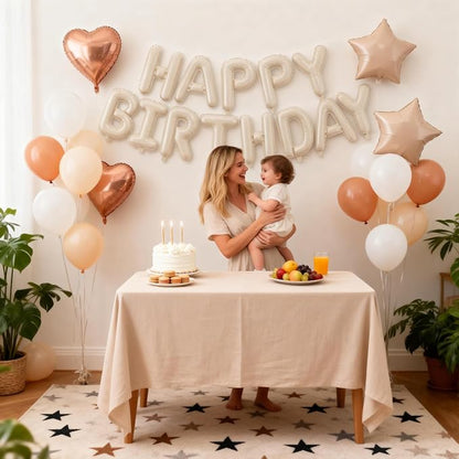 29 PC Cream Happy Birthday Balloon Banner, 16 Inch 3D Aluminum Letter Banner - Image 5