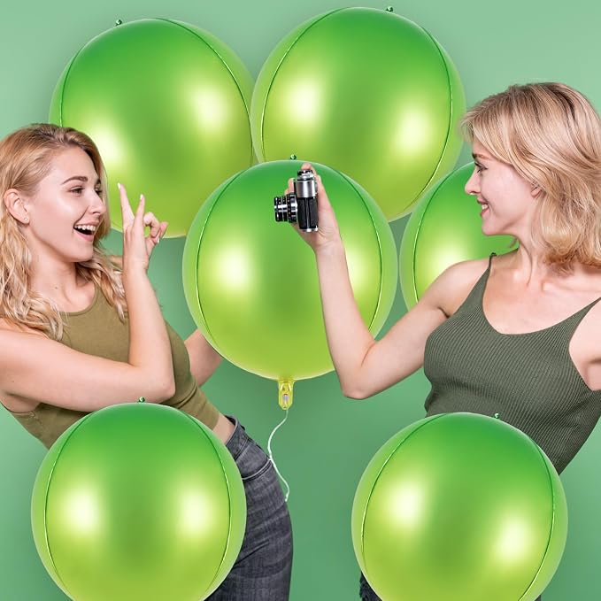 Metallic Gradient Green Balloons, 22 Inch Large Sphere Round Balloons - Image 4