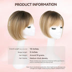 LEEONS Hair Toppers for Women with Bangs Short Bob Synthetic Pieces for Thinning Hair Side Part (Dark Blonde with Dark Root)