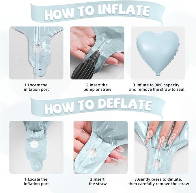 Blue Cream Beige Heart Balloons - Image 4