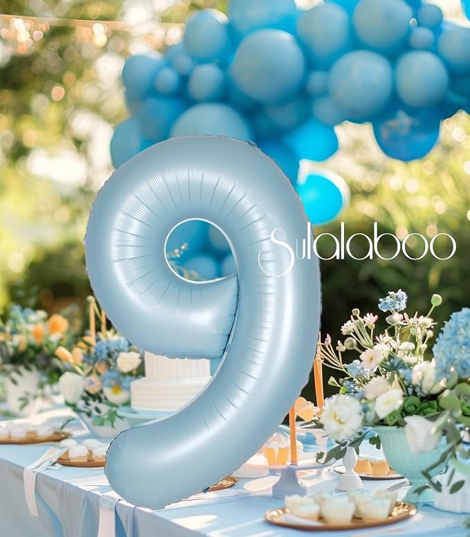 40 Inch Light Blue Number 9 Balloon 0-9 Big Helium Balloons | Large Giant - Image 7