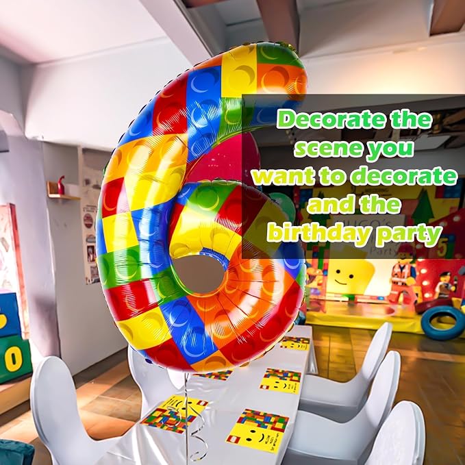 40 Inch Building Block Number Balloon Colorful Block Foil Balloons Block Themed - Image 4