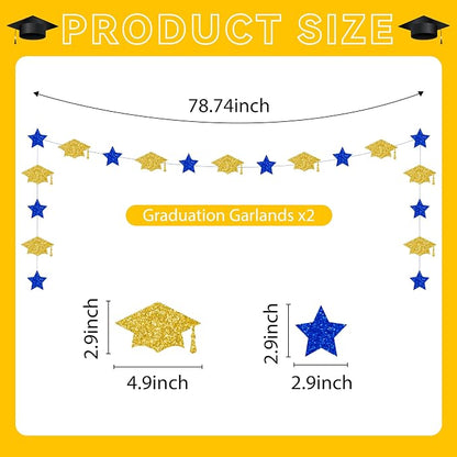 Blue and Gold Graduation Decorations Banner 2026, Glitter Blue and Gold Class - Image 4