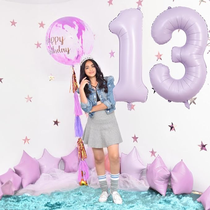 Number Balloons 13 Pastel Purple, 40 Inch Lavender Mylar Foil Number 1 & 3 - Image 5