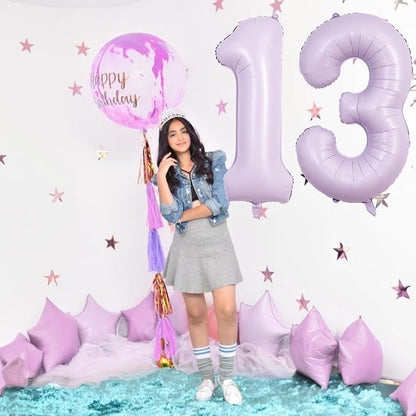 Number Balloons 13 Pastel Purple, 40 Inch Lavender Mylar Foil Number 1 & 3 - Image 5