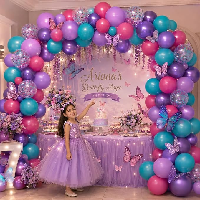 Hot Pink Blue Purple Balloons - Image 4