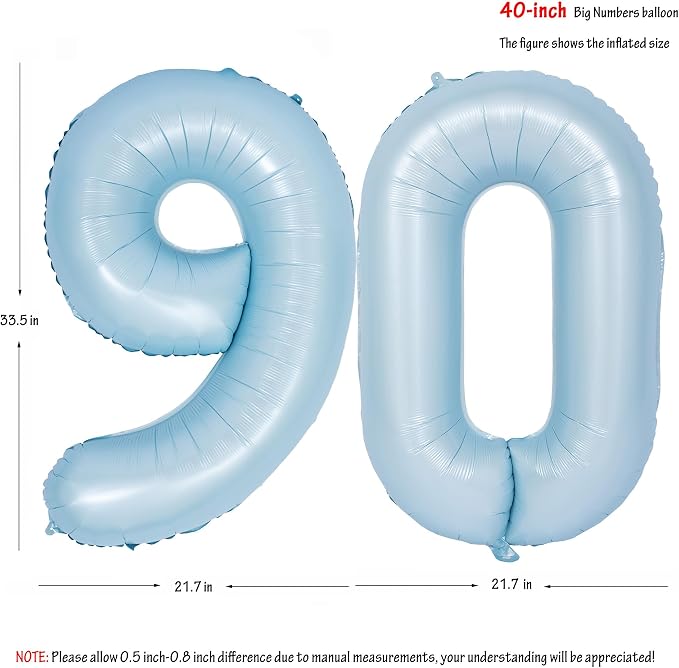 40 In Matte Blue Number Balloons Helium Foil Mylar Balloon Party Digital 90 | - Image 2