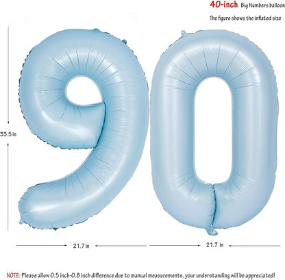 40 In Matte Blue Number Balloons Helium Foil Mylar Balloon Party Digital 90 | - Image 2