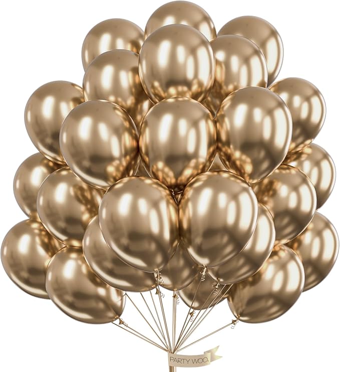 PartyWoo Metallic Gold Balloons 50pcs Chrome Gold Color 12 Inch | Balloons by PartyWoo