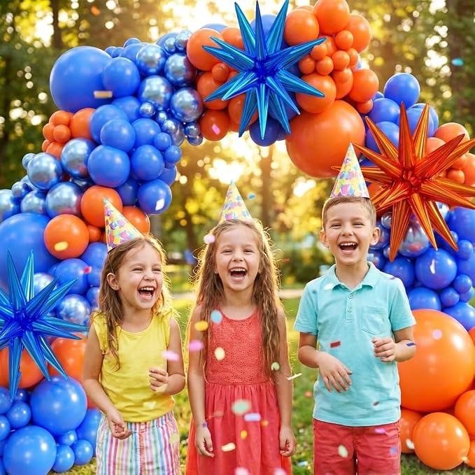 Blue and Orange Balloon Arch Kit, Different Size Balloons - Image 4