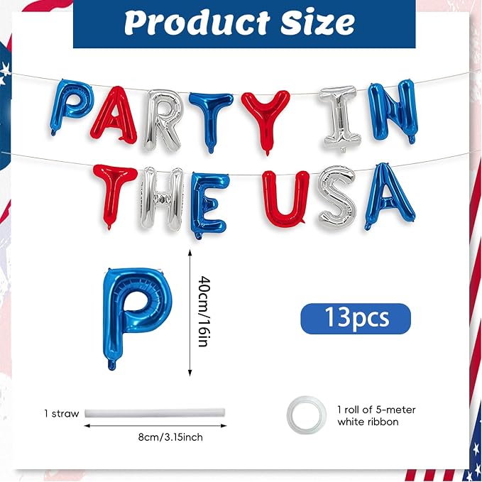 13Pcs Independence Day Balloon Set, Suitable - Image 2