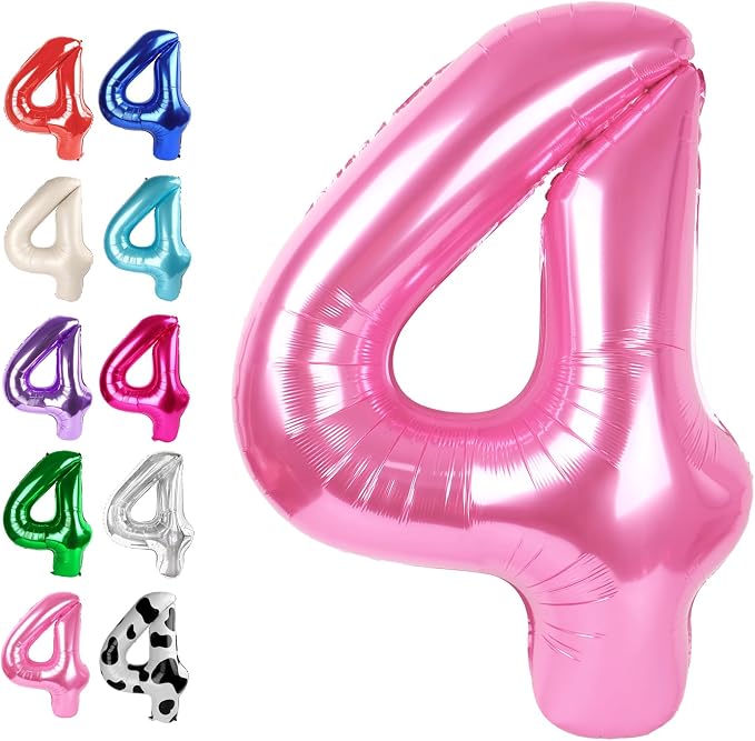 Pink Number 4 Balloon 40 inch, Balloon numbers party supplies, deco photo shoot by Upgesy