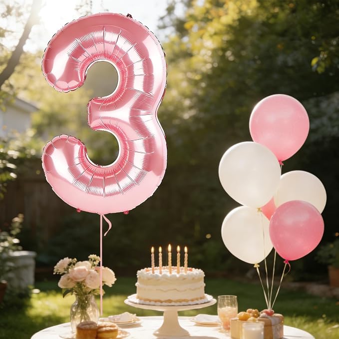 40 Inch Number 3 Balloons for 3rd Birthday Party Decorations, 0-100 Jewelry - Image 3
