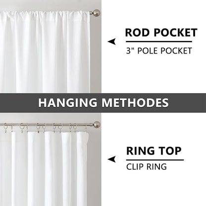 Tollpiz Short Linen Curtain Bedroom Rod Pocket Semi Sheer Curtains Burlap Light - Image 5