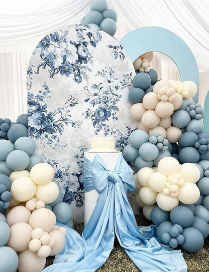 Dusty Blue and Gold Balloons, Baby Blue White Champagne Gold Balloon | 50 Pcs - Image 7