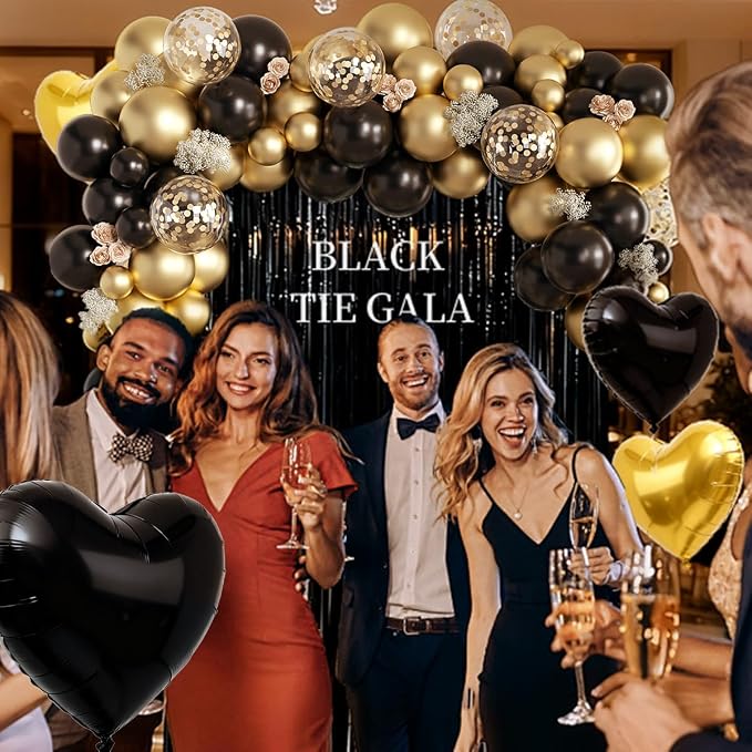 Black and Gold Balloons Garland Arch Kit - Image 7