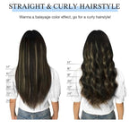 DOORES Clip in Hair Extensions, Human Hair, Medium Brown Highlighted Dirty Blonde, 18 Inch 7pcs 120g, Remy Hair Extensions Straight Natural Real Hair