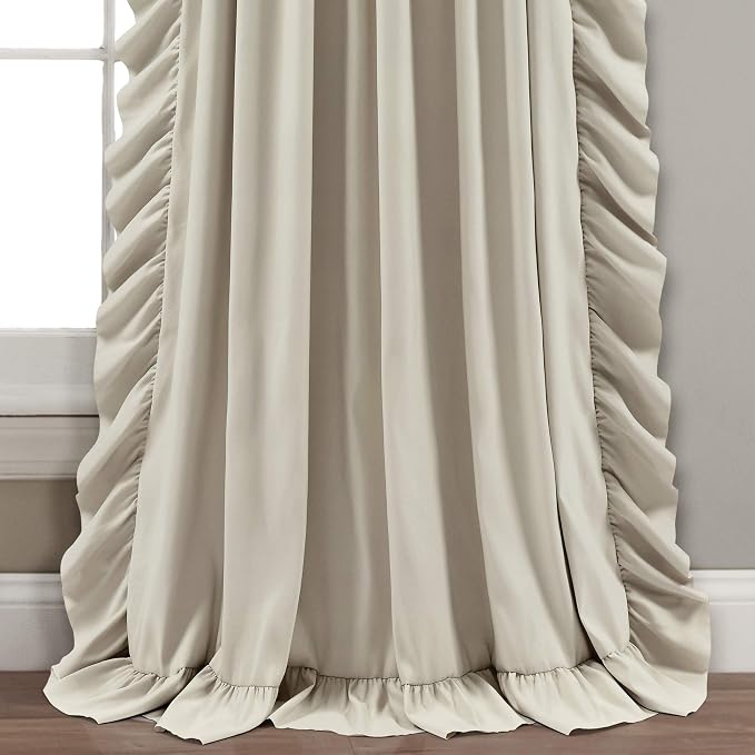 Lush Decor Reyna Ruffle Window Curtain Panel Set, Wheat - Image 3