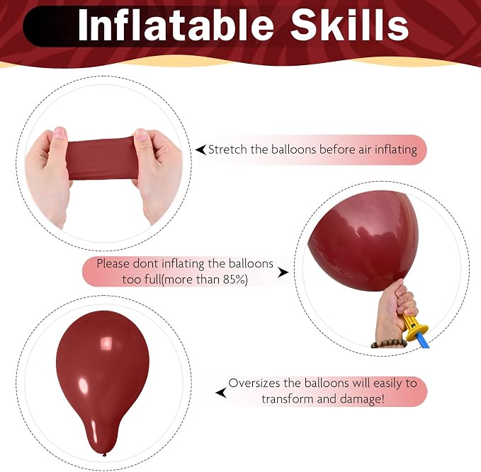 HILAVO Black Burgundy Gold Balloons 12 Inch Burgundy Maroon Red Black Metallic - Image 5