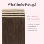 GOO GOO Tape in Hair Extensions Human Hair, 4A Chocolate Brown, 4cm Wide Tape, 18inch 20pcs 80g, Real Human Hair, Seamless Tape in, Instant Length&Volume
