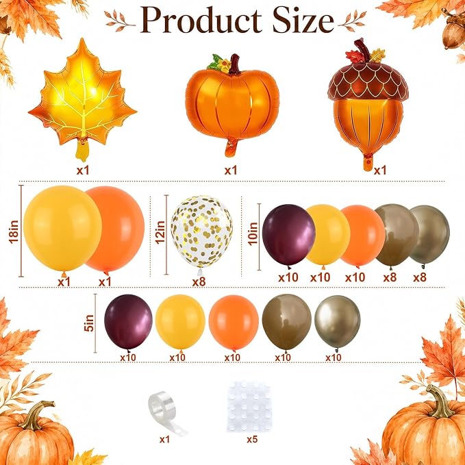 Fall Balloon Arch Kit, Thanksgiving Orange Burgundy Yellow Balloon Garland | - Image 2