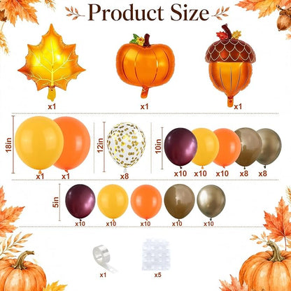 Fall Balloon Arch Kit, Thanksgiving Orange Burgundy Yellow Balloon Garland | - Image 2