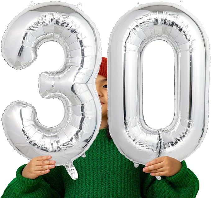 Number Balloons Silver Party Balloon - Image 4