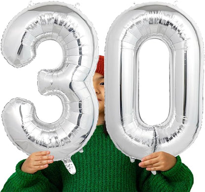 Number Balloons Silver Party Balloon - Image 4