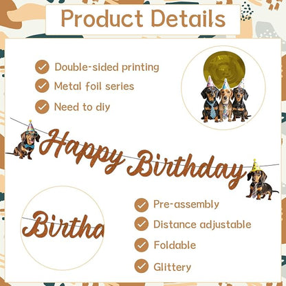 Dachshund Dog Birthday Banners Hanging Swirls Party Decor 10PCS | Dachshund - Image 3
