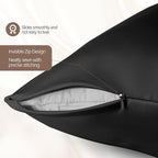 Silk Pillow Cases - 6A Luxury 100% Mulberry Silk Pillowcase for Hair and Skin - Anti-Wrinkle, Cooling & Smooth, Hidden Zipper - Pillowcases for Sleeping Women (Black, Standard)