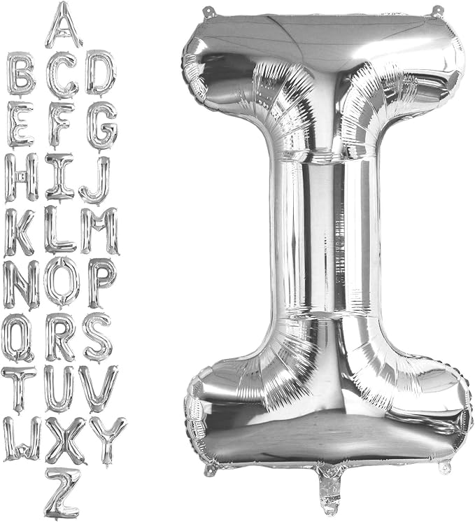 40 Inch Silver Letter I Balloons, DIY Phrase Foil Alphabet Letter I Balloons by LHOAVWE