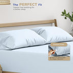 THREAD SPREAD 100% Cotton King Size Pillowcases Sets of 4-400 Thread Count Cotton Pillow Cases, Ultra Soft Cooling Sateen Weave Pillowcases, Set of 4 Pillow Covers for King Pillows - Light Blue
