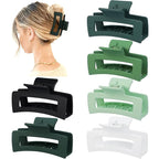 3.5 Inch Medium Hair Claw Clips 6 Pack Hair Clips for Women Square Rectangle Claw for Hair Banana Jaw Clips Hair Accessories for Girls (Green)