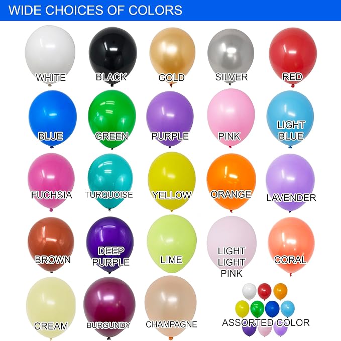 Allgala 100 Count 9 Inch Helium Grade Premium Latex Balloons - Image 4