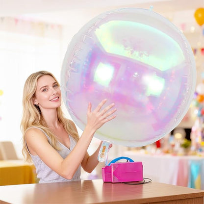 Iridescent Round Foil Balloons 32 Inch 5 Pcs Holographic 4D Ball Balloons Clear - Image 4