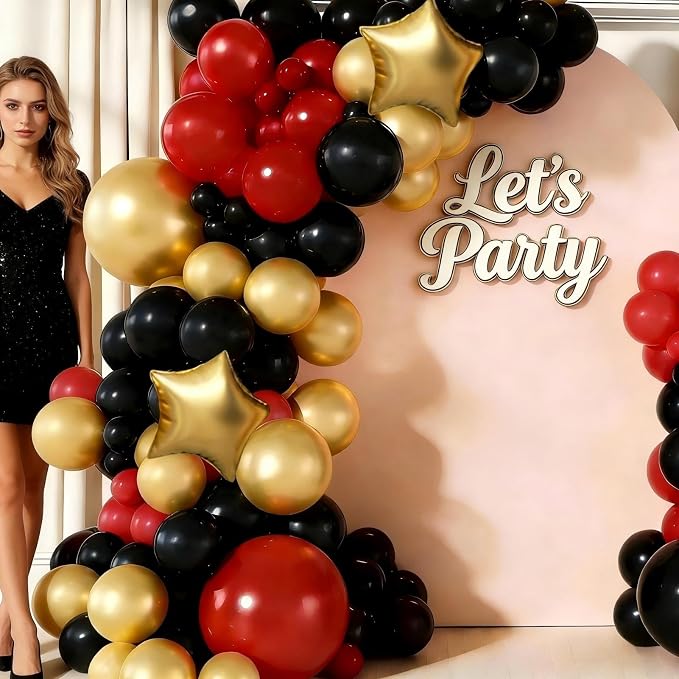 Red Black Gold Balloon Garland Arch Kit - Image 5