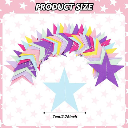BEISHIDA 6Pcs Pastel Paper Star Garland Decor Twinkle Star Banner Backdrop - Image 3