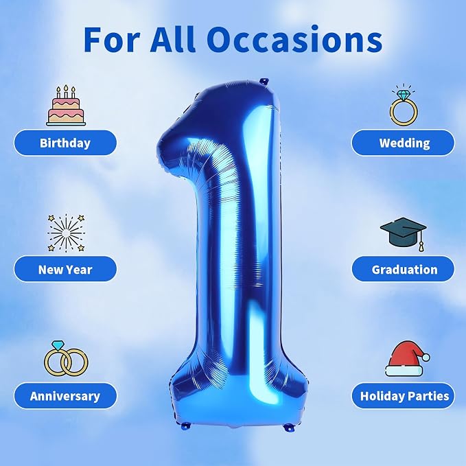 Number Balloons Navy Blue Balloons - Image 3