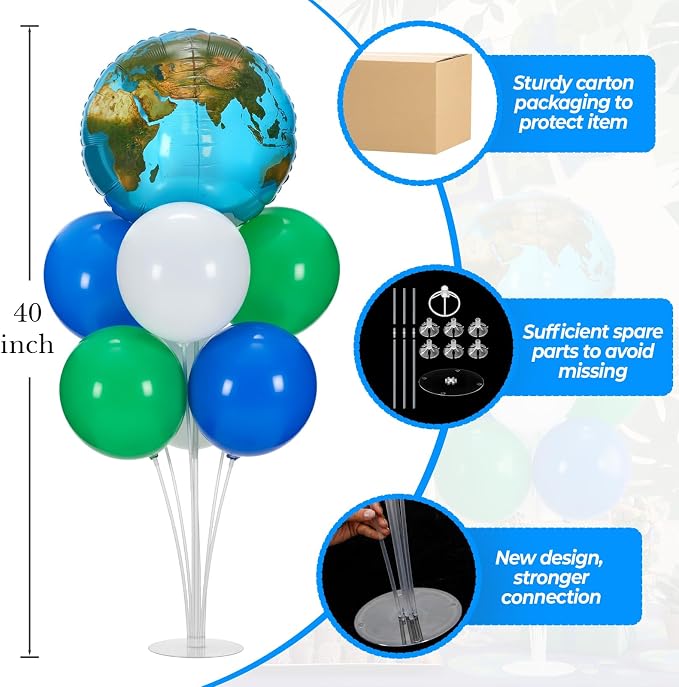 Gejoy 4 Set 40'' Globe Balloon Centerpieces Stands Kit- 22 Inch Earth Planet - Image 3