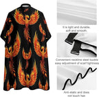 Women Fire Flame Bird Black Art Hair Salon Cutting Cape, Large Long Hairdressing Apron for Home Stylists, Haircut Tools