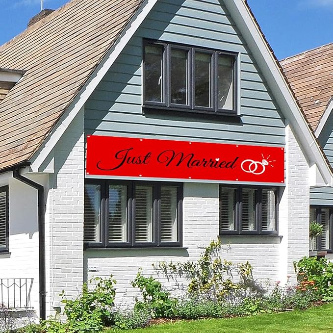 Just Married Flag Banner Outdoor Indoor Decoration Flag Double Stitched - Image 4