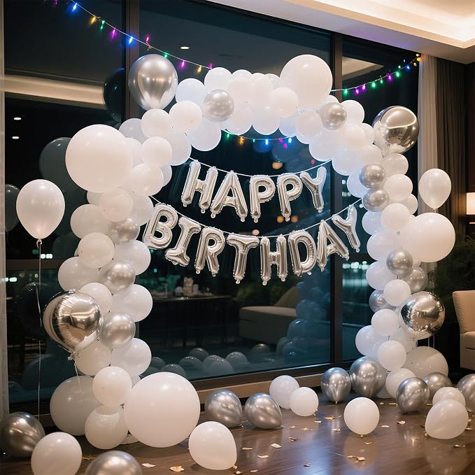 White Balloons Latex Birthday Decorations 100 Pack 12 inch Round Ballons - Image 5