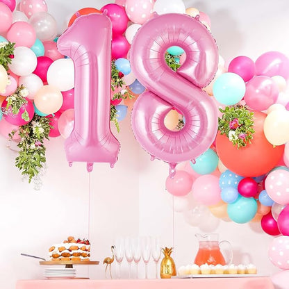 Pink Number 18 Balloon, 40 Inch Big Large Foil Helium Number Balloons, Giant - Image 2