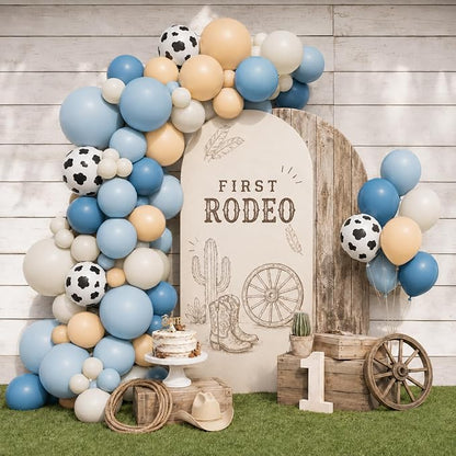 Dusty Blue White Cow Print Balloons 12inch Cowboy Rodeo Birthday Decoration | - Image 5