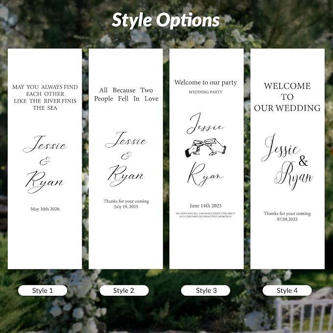 Personalized Fabric Wedding Welcome Sign Banner, Modern Sheer Fabric Hanging - Image 8